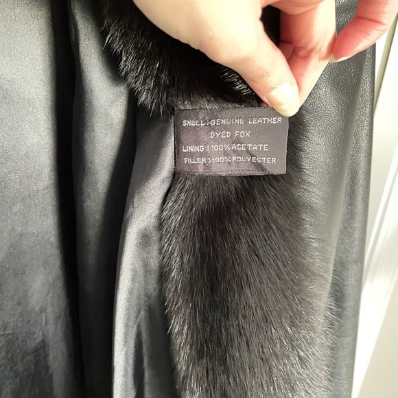 Vintage Black Leather and Fur Coat - Picture 6 of 10